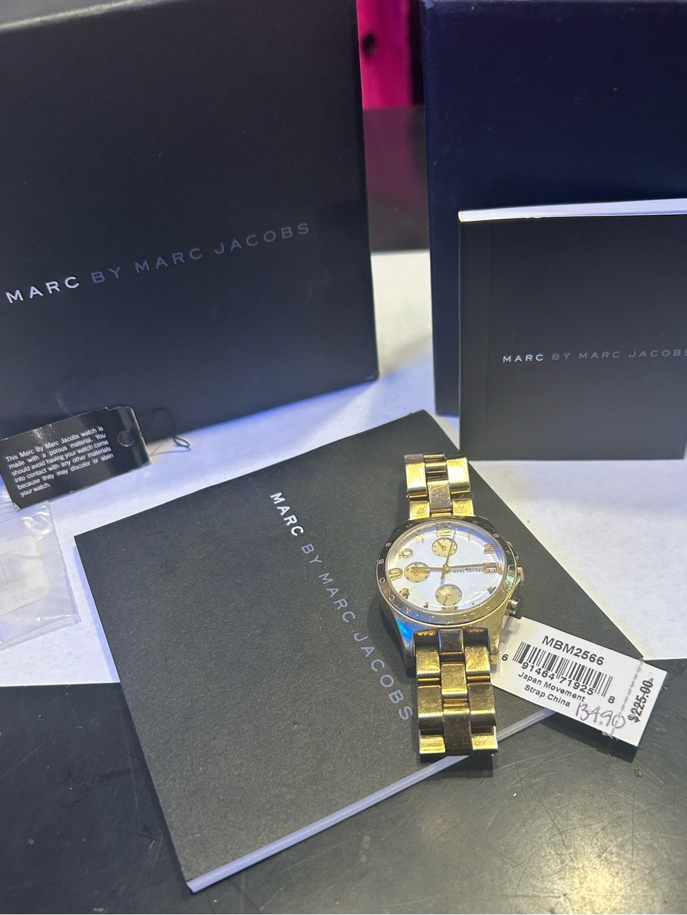 Marc By Marc Jacobs Men’s Gold-Tone Stainless Bracelet Chronograph Watch w Box
